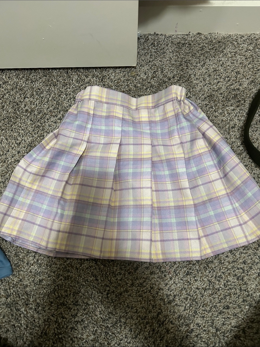 Pastel Plaid A-Line Skirt - Lavender & Cream